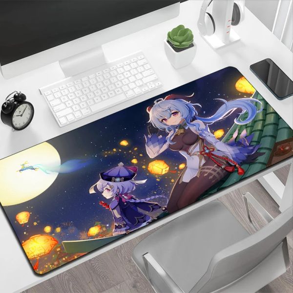 Kawaii Mouse Pad Keyboard Ganyu Gamer Cabinet Gaming Mat Mause Genshin Impact Extended Accessories Mausepad Pads Xxl De C260808