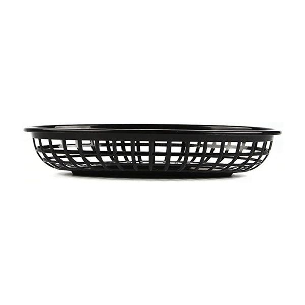 60 Pcs Plastic Fast Food Baskets Oval Serving Platter Breakfast Dinner Plates French Fries Cake Bread Tray Restaurant