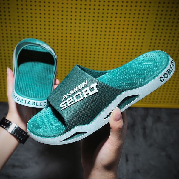 

Fashionable mens slippers 5 colors summer plus size trend personalized letters sports slippers Joker breathable waterproof beach casual shoes 36-49FR, Khaki