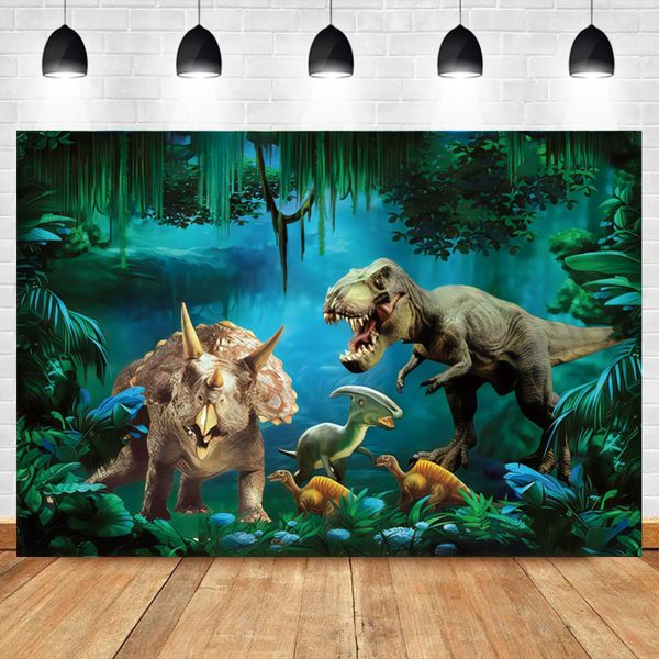 Dinosaur Theme Children Birthday Jurassic Park Photography Backdrops Tropical Jungle Safari Photographic Background Decoration
