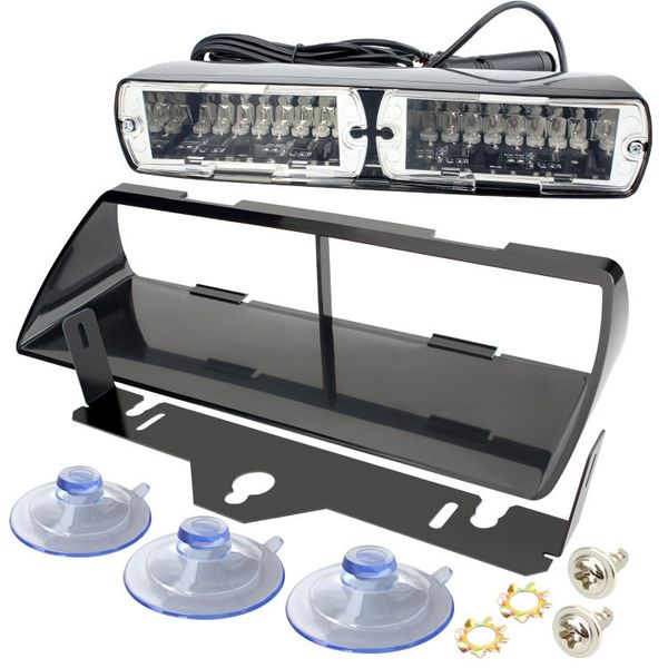 16LED Car Windshield LED Strobe Light 12V Red/Blue Amber/White Police Lights Warning Light Signal Lamps Flash Dash Emergency