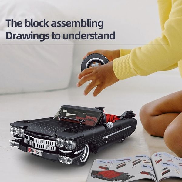 

Original Technical 1245pcs Retro Nostalgic Classic Car Building Block Model MOC High-Tech Vehicle Bricks Boys Toys for Kids Gift, Multicolor