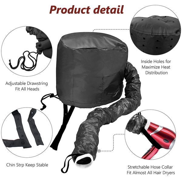 Hair Dryer Bonnet Accessories Adjustable Portable Hooded Hair Dryer for Hair Styling Blow Dryer Adjustable Accessory Hood Hat