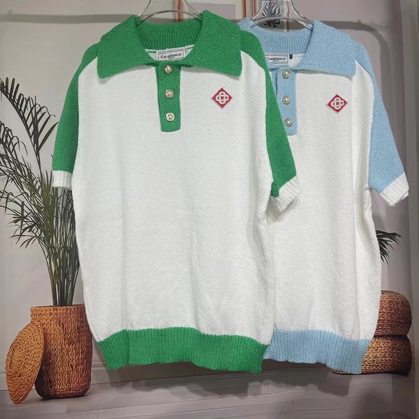 

Womens polo shirt Polos Shirts casa blanca wome Clothes Short Sleeve Fashion Casual Embroidered button casablanc shirt Men Summer T Shirt, Silver