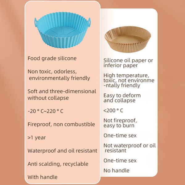 Air Fryer Silicone Pot Thick Reusable Silicone Square Air Fryer Liners Replacement of Fried Kitchen Liner Paper Air Fryer Basket