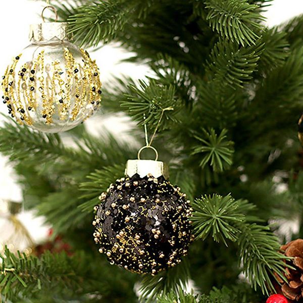 

Christmas Balls 2024, Glittering Black Gold Decorative Hanging Baubles for Xmas Party