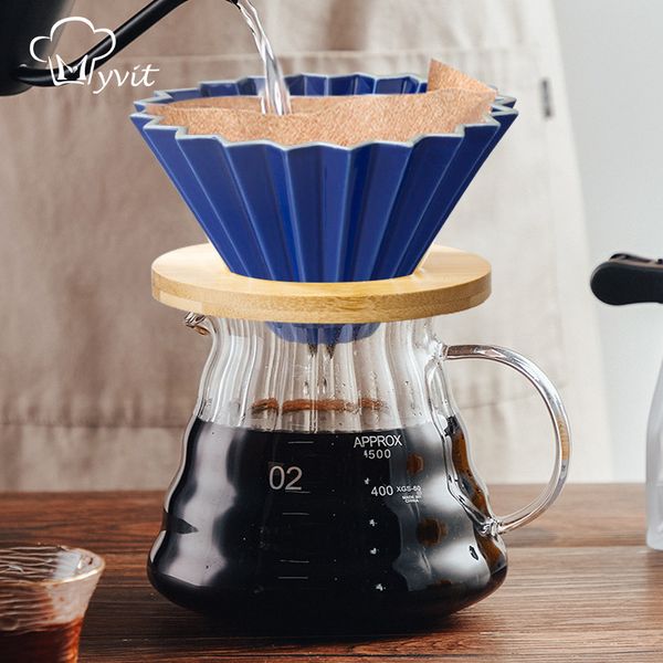 Ceramic Coffee Filter Cup Hand Brew Coffee Pot Set Reusable Filter Coffee Machine Funnel Dripper Cake Filter Cup Coffee Acce