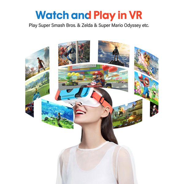 NS Switch OLED VR Headset Glasses 3D Virtual Reality Movies Gamer Headband Eyeglasses For Nintendo Switch Games Accessories