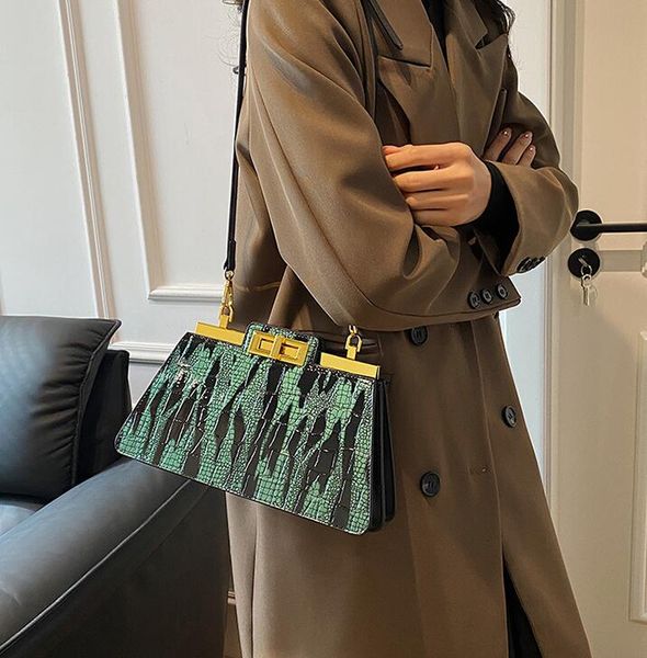 

Sales factory ladies shoulder bag 5 colors personality stone messenger bag popular color matching retro leather handbag street fashion buckle women handbag 3361#, Blue