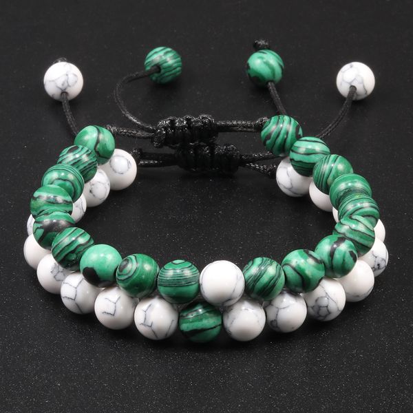 2PCS/Set Braided Bracelets Men Natural Stone YingYang Lava Bead Bracelet Yoga Bangles Best Friend Jewelry Couple Gift Set Unisex