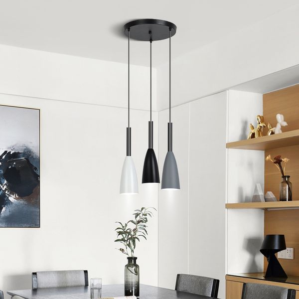 

Ceiling Black Pendant Lamp Nordic Adjustable Hanging Wire For Living Room Kitchen Cafe 1/3 Heads Hanging Lamp E27