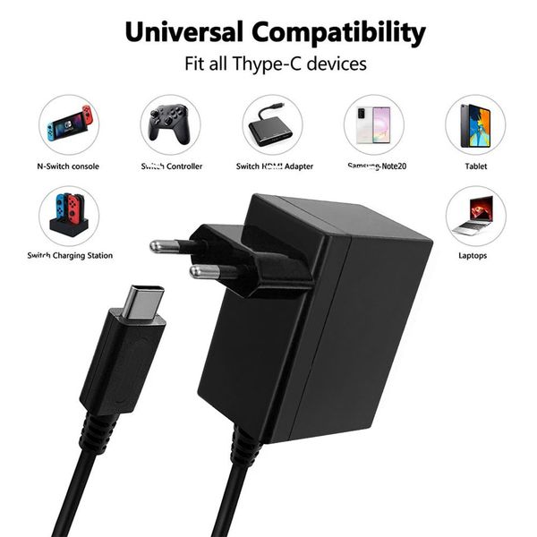 AC Adapter Charger for Nintendo Switch Power Supply 15V 2.6A Fast Charging Kit for Switch Dock /Switch Lite and Pro Controller