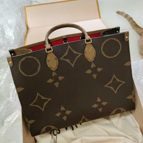 

Original Louiseviution Designer Luxury Bag Lvse Onthe Go MM Tote Bags Shoulder Purse Mirror Quality Crossbody Designer Bags for Women Sac Luxe Dhgate New, Brown