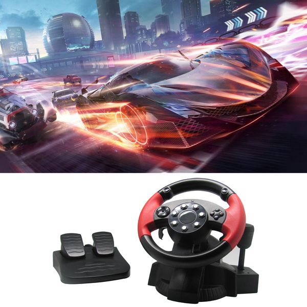 Gaming Racing Steering Wheel for PS4 PS3 PS2 D-INPUT X-INPUT Mode Driving Racing Wheel and Floor Pedals Real Force Feedback