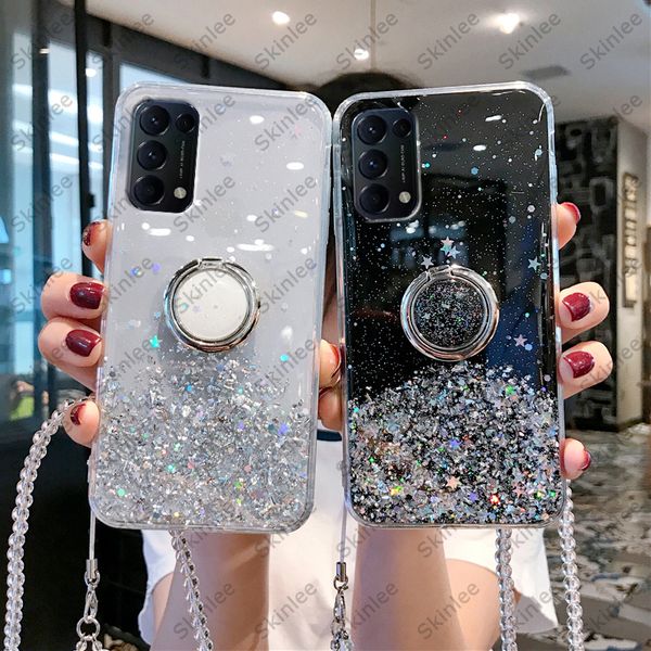 Glitter Bling Sequins Case For OPPO A54 A57 A77 5G Starry Sky Star OPPO A74 Cover A16 A74 4G A94 Find X5 A96 Reno 8T 8Z Pro Lite