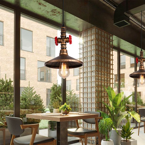 

Industrial Vintage Pendant Light Retro Loft Water Pipe Ceiling Hanging Lamp Home Lighting Fixture Bar Restaurant Kitchen Decor ing