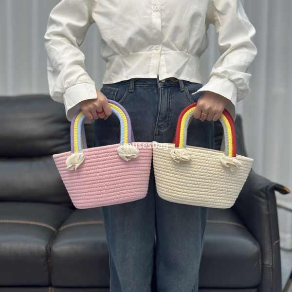 

High quality women high-end rainbow bag large capacity carrying basket gift celebration centenary banquet storage basket classic practical vacation bag, Purple