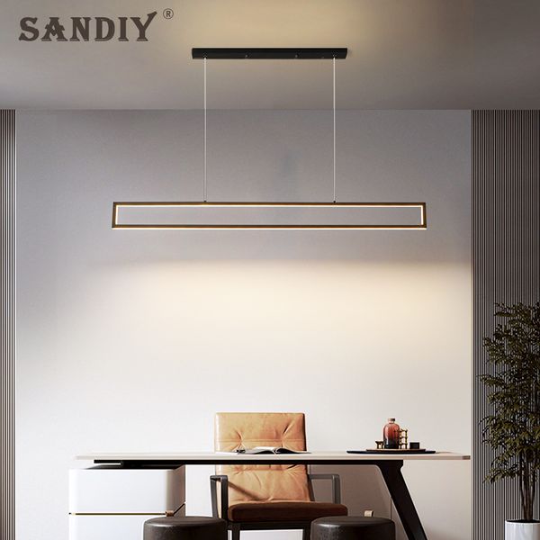 

Minimalist Modern Dining Room Chandelier LED Pendant Lamp for Dining Table Restaurant Cafe Bar Office Hanging Lights Long Strip