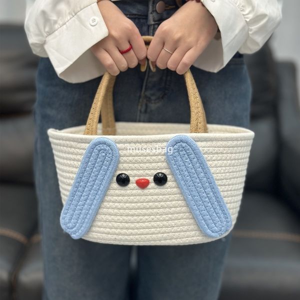 

Designer Women High Quality Classic Practical Large Capacity Cotton Thread Woven Storage Bag Handbag Wedding Festival Gift Basket Beach Handbag Vacation, Yellow