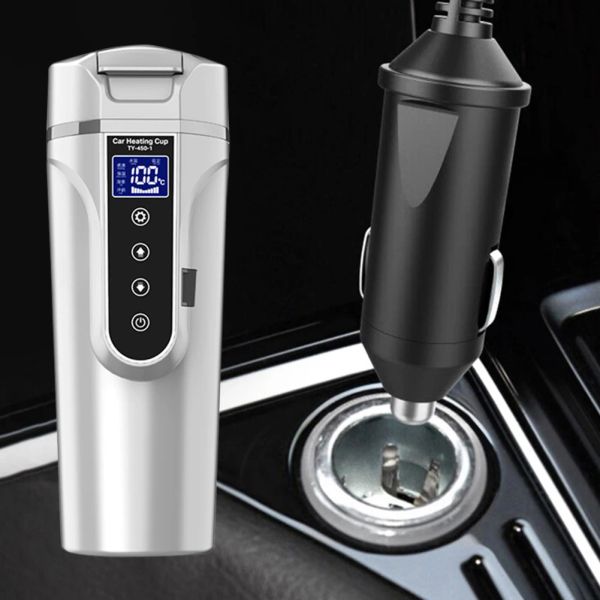 

24V 12V Car Heated Smart Kettle 450ml Vehicle Heating Water Cup Fast Heating Digital Display for Vehicle Trucks Auto Accessories