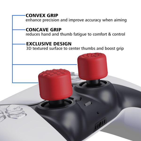 PlayVital Stick Caps Thumb Grips for ps5/4 Controller, for Xbox Series X/S & Xbox One X/S, for Switch Pro Controller - 4 colors