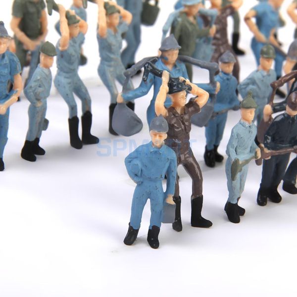 Painted Mixed Model Train Railway Worker People Figures 1:42 Scale 50pcs