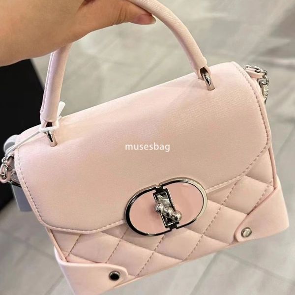 

Street trend niche design small fragrant wind diamond grid embroidery thread pink cute and sweet box bag new high-end niche chain small square bag
