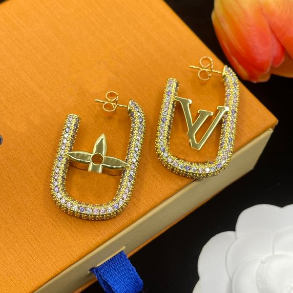 

Big Gold Hoop Letter Earring for Women Luxury Stud Ear Studs Designer Earring Valentines Day Gift Bride Wedding Party Jewelry Accessories