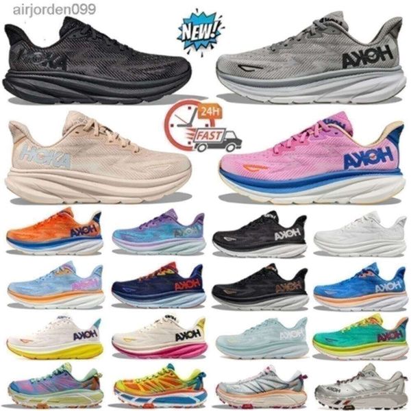 

men women running shoes clifton 9 bondi 8 mens outdoor sneakers triple black white Harbor Mist olive haze shifting sand womens sport trainers, Grey