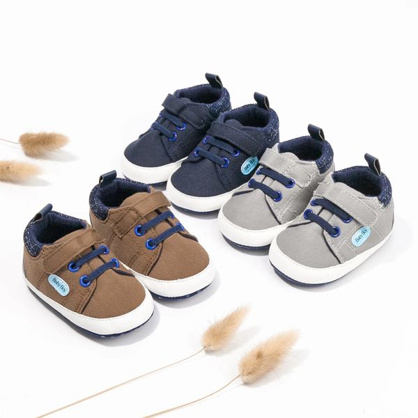 

Meckior Baby Casual Canvas Sneakers High Gang Sports Boys Girls Shoes Antislip Soft Sole First Walkers Crib 240624, Gray