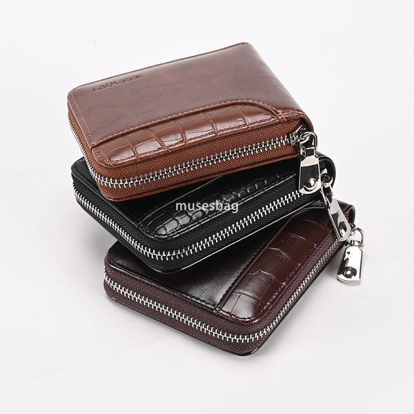 

Fashionable men's designer temperament retro wallet horizontal anti-theft brush casual practical multi card slot US dollar short wallet RFID cross-border, Black