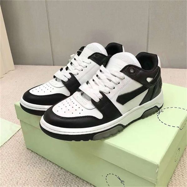

Offes Men Women Top Quality Shoes Out of Office Low-tops Black White Pink Leather Light Blue Patent Trainers Runners Sneaker 36-45, Red