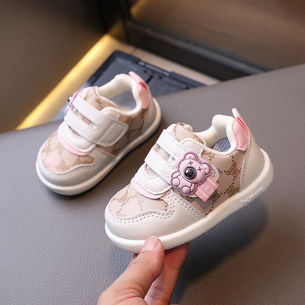 

Baby Shoes New 0-3 Years Old Kids Shoes Boys and Girls Sneakers Soft Soled Toddler Shoes Fashion Stitching Cartoon Baby First Walkers, Pink