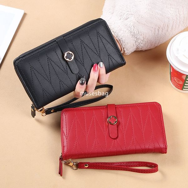 

High quality women's designer new long wallet with 30% discount Korean style small fresh zipper buckle simple and multifunctional multi card slot zero wallet, Purple