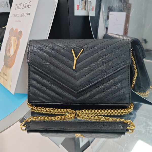 

High Quality Designer Bag Cassandre Matelasse Wallets Classic Women's Purse Luxury Designer Envelope Bag Ladies Handbags Crossbody Tote bag Black Striped Wallet, #10 smooth surface