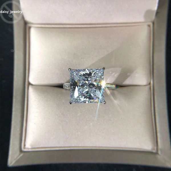 

Real Sier Jewelry 12MM lab Moissanite Dia Wedding Engagement Rings For Women Party Valentines Ring Gifts