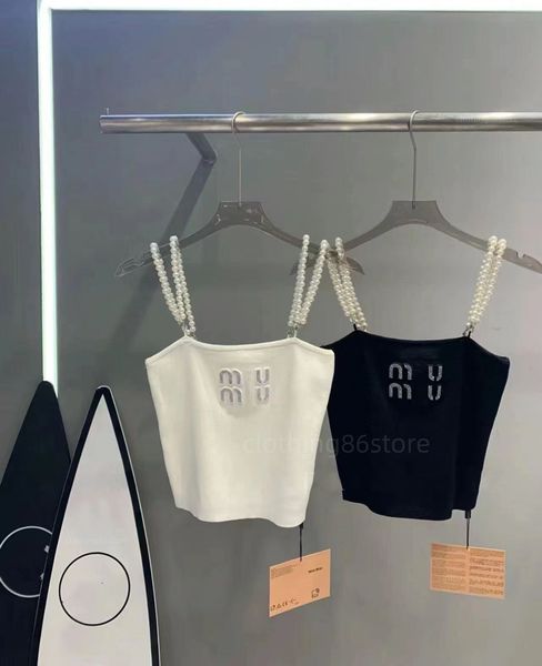 

Tops women designer Fashion Pearl crop top womens vest Sexy Halter Tee Party Crop Top Embroidered T Shirt Spring Summer Backless Vest 10A tops, Silver
