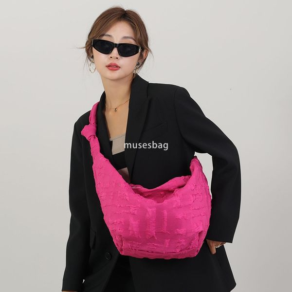 

Korean niche design new mesh bubble bag women's Korean version cloud pleated bag casual one shoulder diagonal cross armpit dumpling bag, Purple