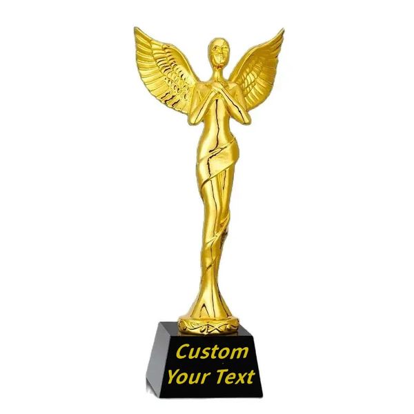 Customized Gold-plating Resin Trophy Award Souvenir Excellent Character Home Decoration Creative Crystal Base Engraving 1Pc 240626
