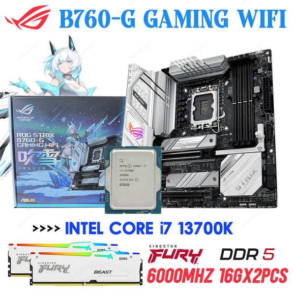 Intel Core i7 13700K LGA 1700 Processor Kit Asus ROG STRIX B760-G GAMING WIFI DDR5 Motherboard Combo i7 13700K DDR5 32GB Memory