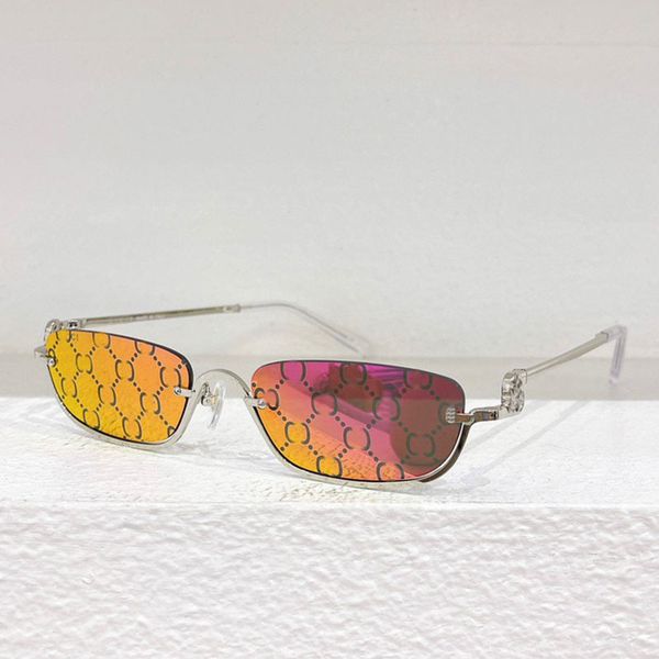 

Mens Womens Designer Rimless rectangular Sunglasses G1278 Womens gold toned metal temples with cut out Interlocking G and acetate tips100% UVA/UVB protection