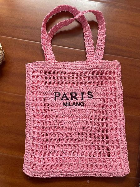 

Womens Beach bag Designer Shoulder Bag pink white Crochet tote bag luggage handbag weave Luxurys bags CrossBody men rattan Clutch travel weekend knitted, Blue
