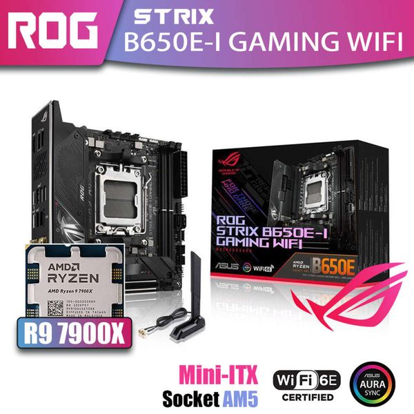 New Kit ASUS ROG STRIX B650E-I GAMING WIFI With AMD Ryzen 9 7900X Processor DDR5 Memory Motherboard Mini-ITX AM5 RGB Combo