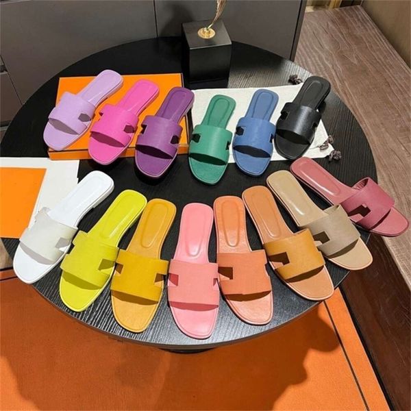 

sandals designer for women famous slides sandale womens flat slide slipper sliders shoes bottom flip flops casual beach real leather top quality with box 10A, Green