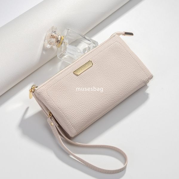 

Advanced Women Designer Classic Vintage Wallet New Fashion Litchi Pattern Temperament Practical Zipper Atmosphere PU Multi functional Wrist Bag Handbag, Pink