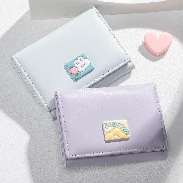 

Fashionable Women High end Classic Retro Cute Card Bag with Bright Surface Texture Multi functional Hardware Short 30% Discount Lightweight Zero Wallet, Purple