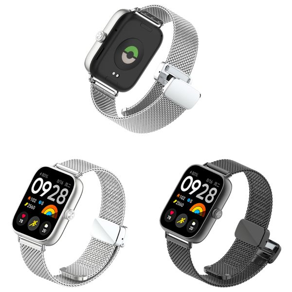 

Silver Watch Band For Redmi Watch4 22mm Stainless Steel Sliding Magnetic Wristband watchband Strap