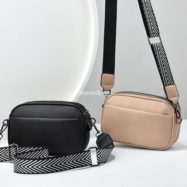 

Street Fashion Small Bag New Multi layered Soft Leather Texture Wide Shoulder Strap Single Shoulder Crossbody Bag Simple and Elegant Mom's Bag, Burgundy