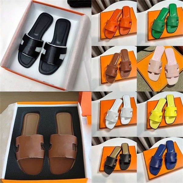 

Sandals Designer For Womens claquette cloquette Slippers Stylish Leather Black White Brown Flat Low Heels Sandale Size 35-42 Ladies Summer Shoes, Red