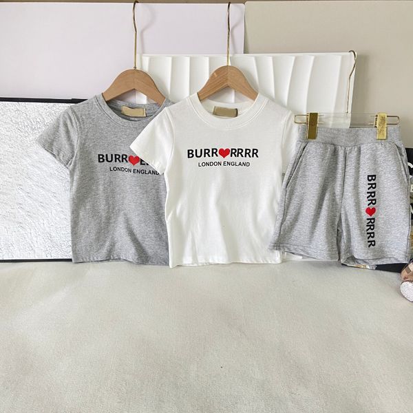 

Designer Kids Short Sleeve Tees Baby Boys Shirts Girls Fashion Tshirts Chilsrens Casual Letter Printed Clothes T-shirts Set, Gray